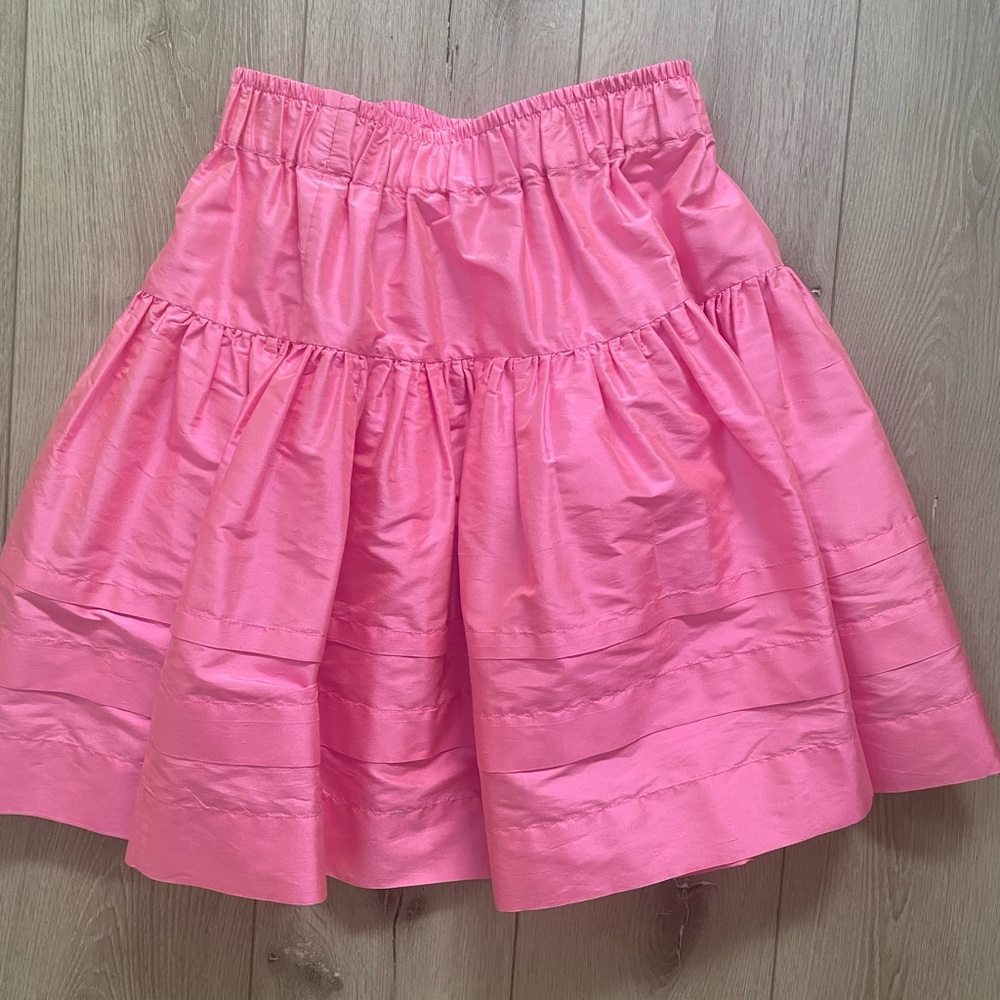 Helene Galwas Demi Bright Pink Full-bodied Silk Midi Skirt